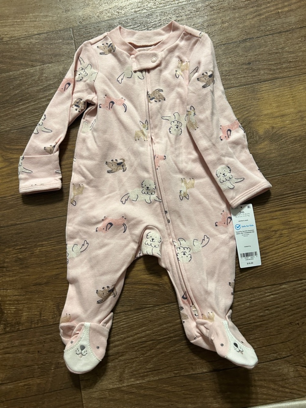 Carter's Pink Footed One-Piece with Animal Print
